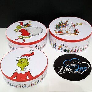 NEW Williams Sonoma Set of 3 The Grinch Nesting Tins